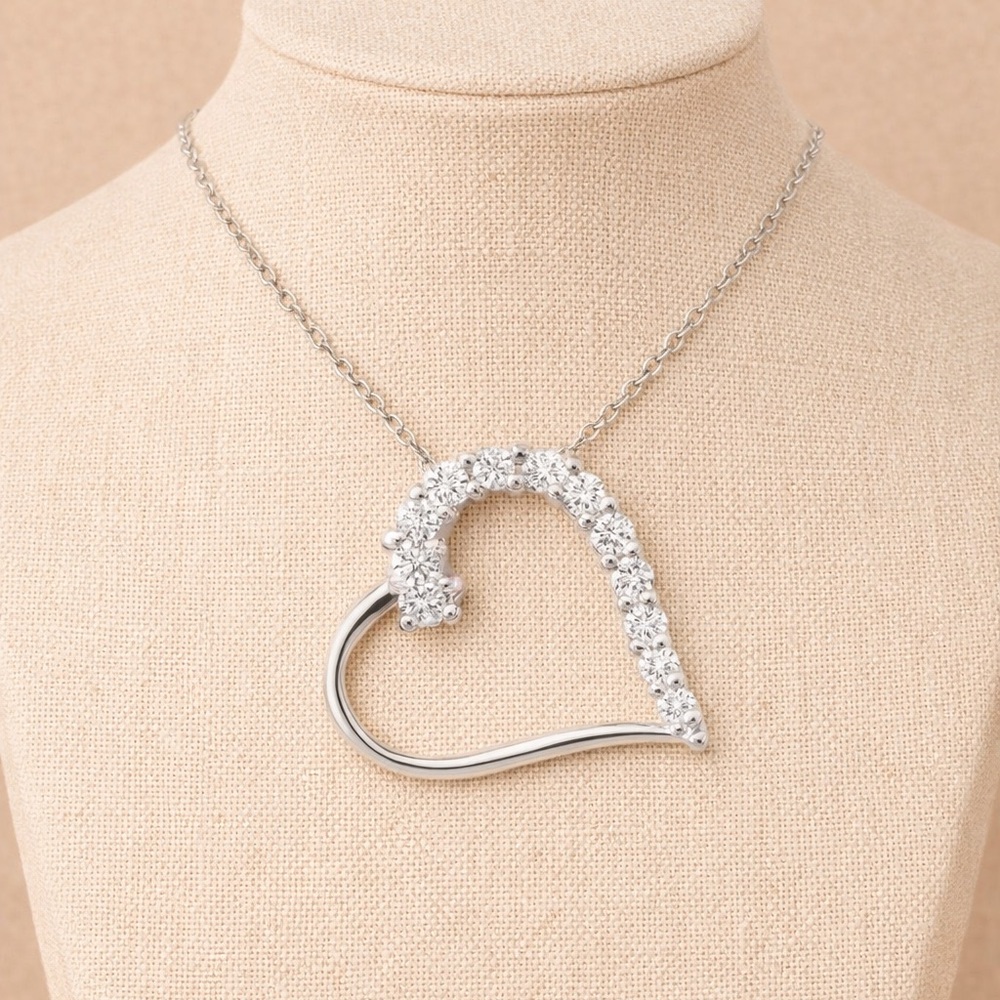 Stamped 925 Sterling Silver Heart Pendant Necklace
